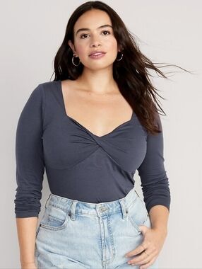 Set Of 5 | Old Navy Women's Forest Green Long-Sleeve Twist-Front Tee